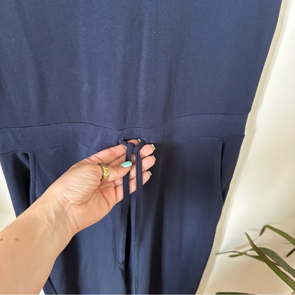 Quince French Terry Modal Sleeveless V Neck Jumpsuit in Navy Size M - Picture 7 of 8
